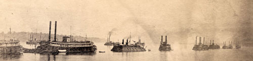 View of the Union Naval Fleet from Mound City