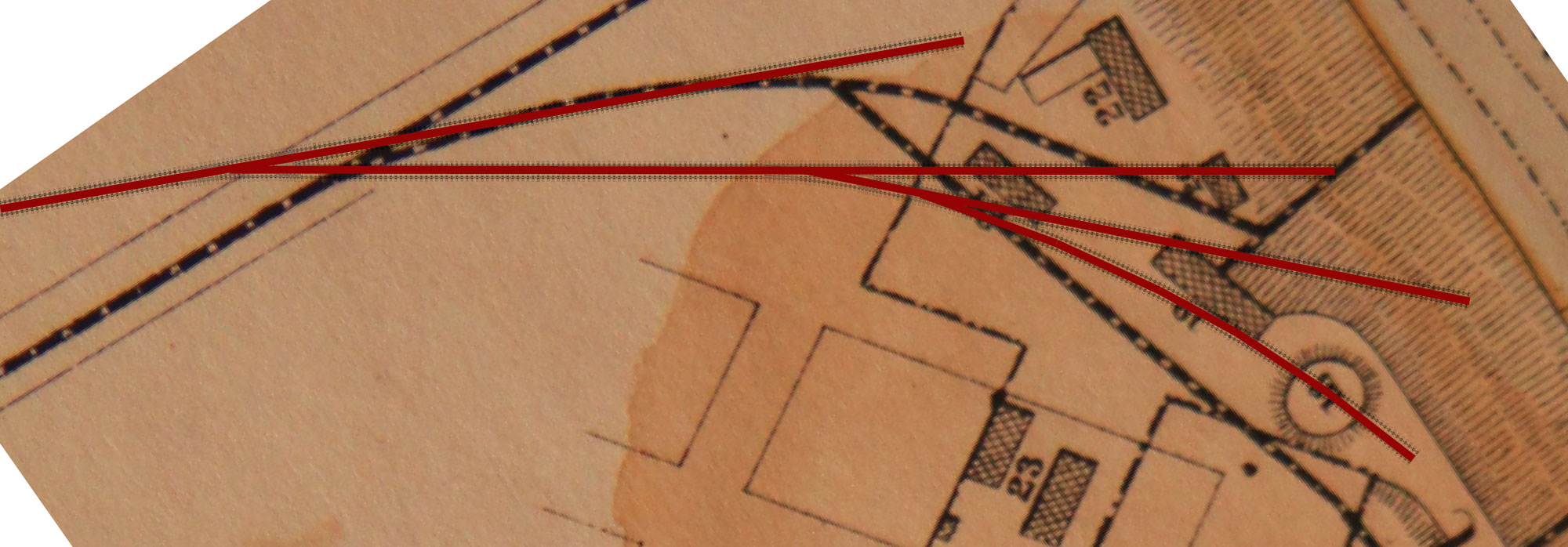 Track Plan (red) Over Map