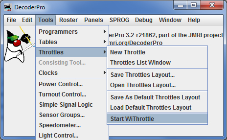 Starting WiThrottle Server