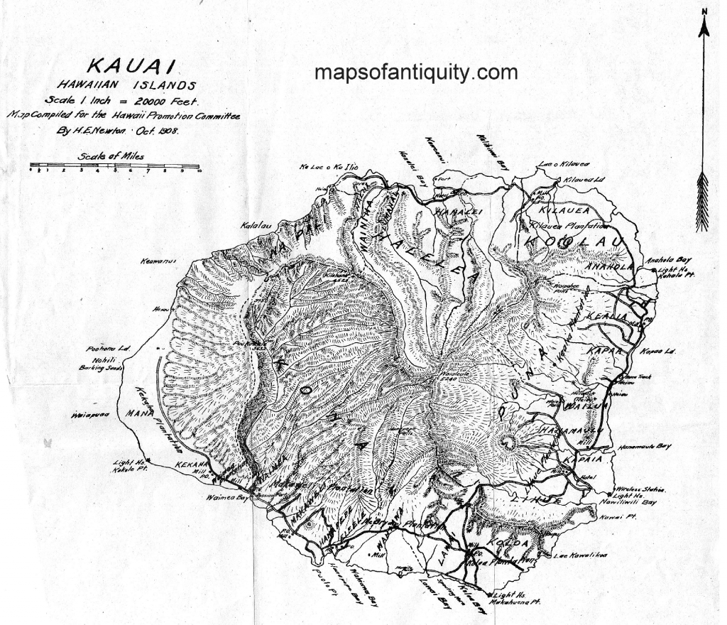 1908 Map of Kauai.