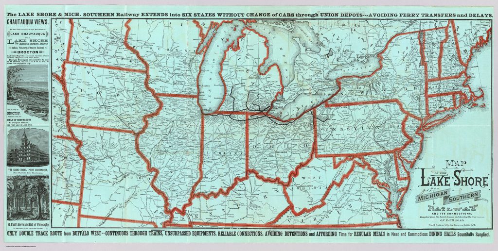 1881 Route Map Showing shorter route through Ohio and Indiana